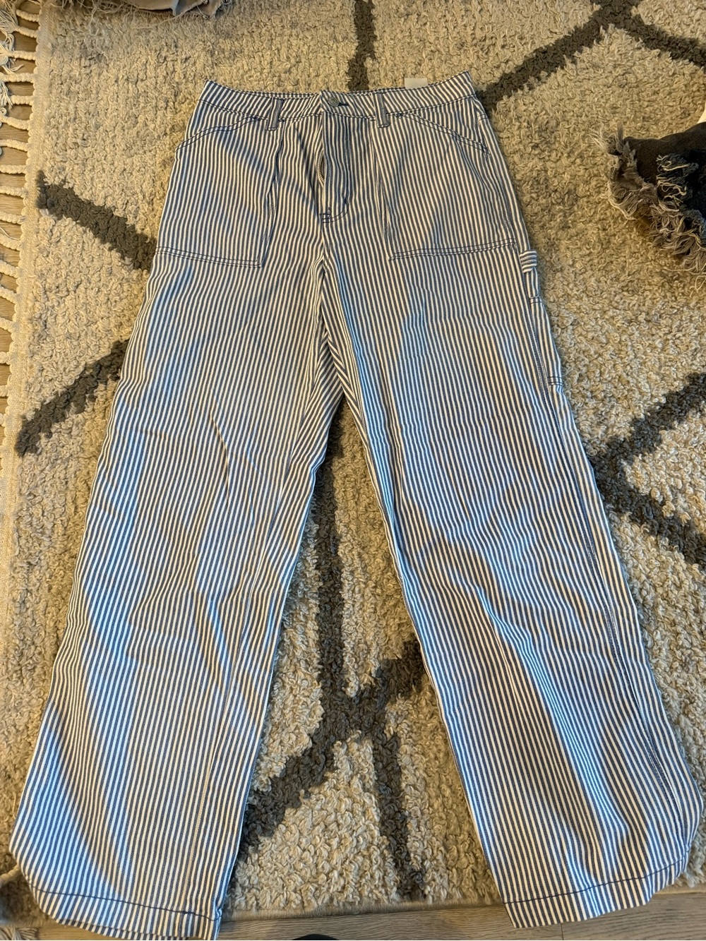 H&M Blue & White Striped Cargo Pants